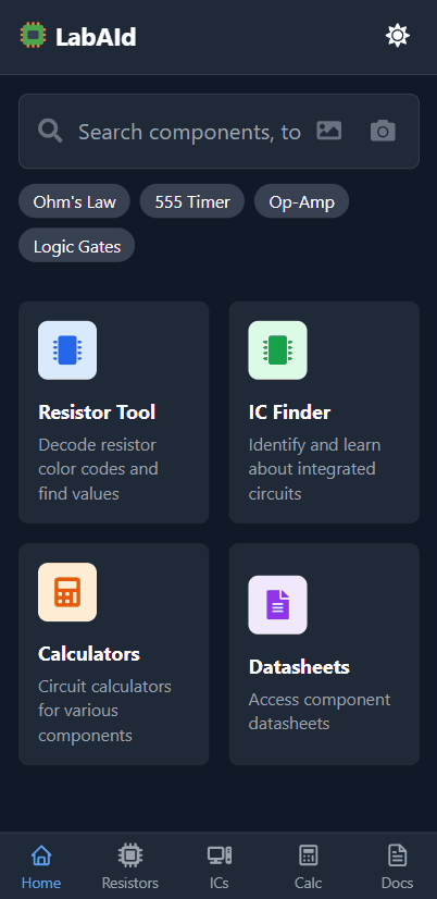 A minimal app for lab workflows with camera-based search and fast performance